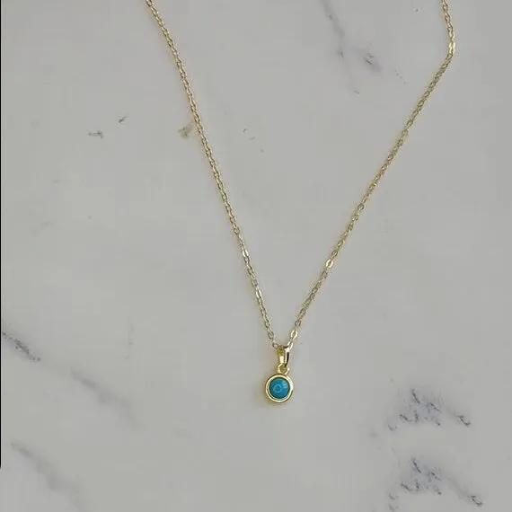 Women's Simple Fashion S925 Sterling Silver Turquoise Necklace