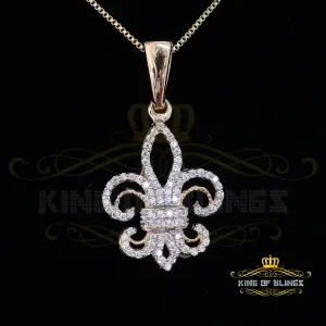 Yellow 925 Sterling Silver Fleur de Lis Pendant with 0.69ct Cubic Zirconia Stone