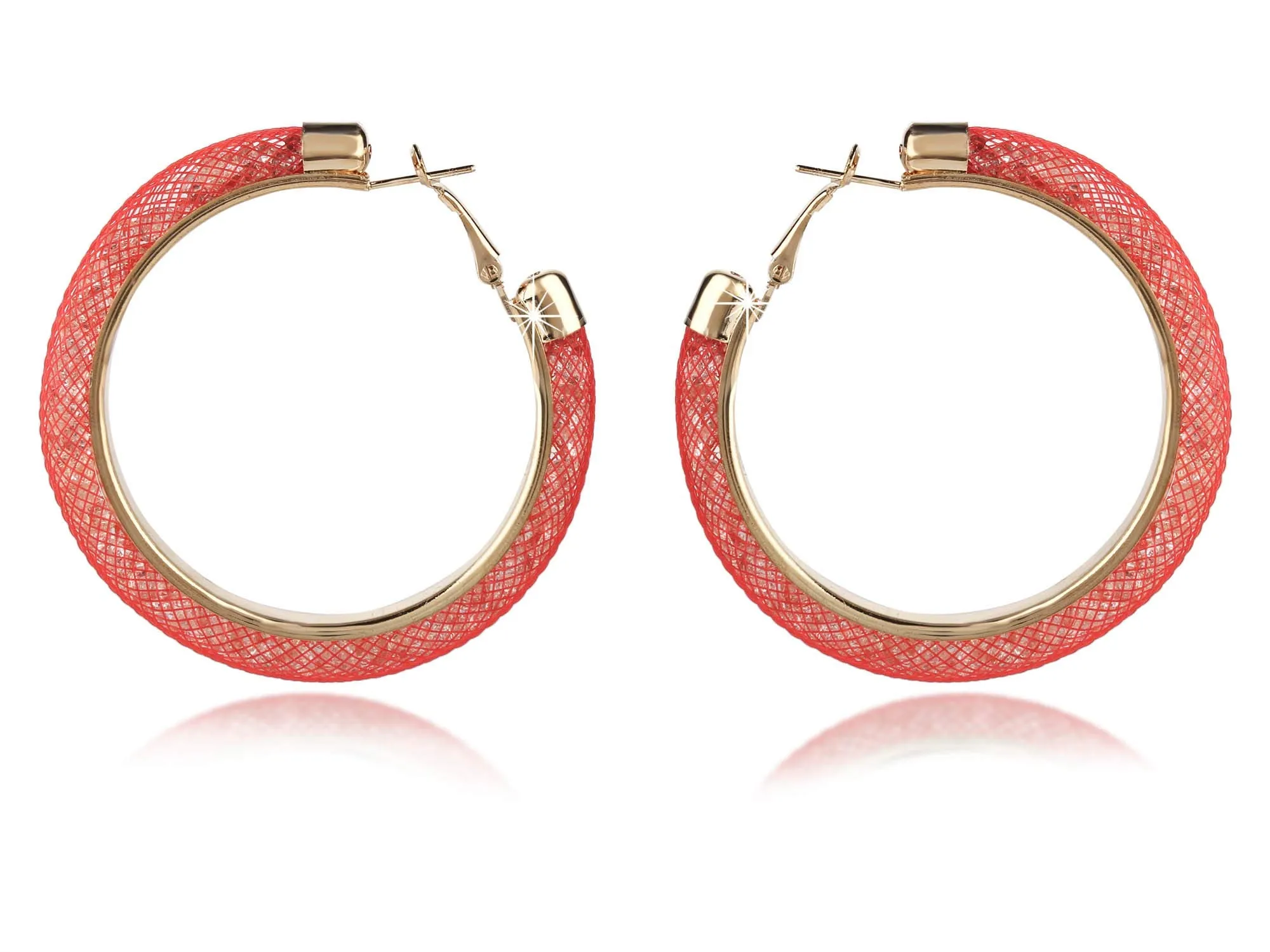 Yellow Chimes Exclusive Crystal-Filled Stylish Fashion Hoops Earrings for Women and Girls (Reddish Peach)