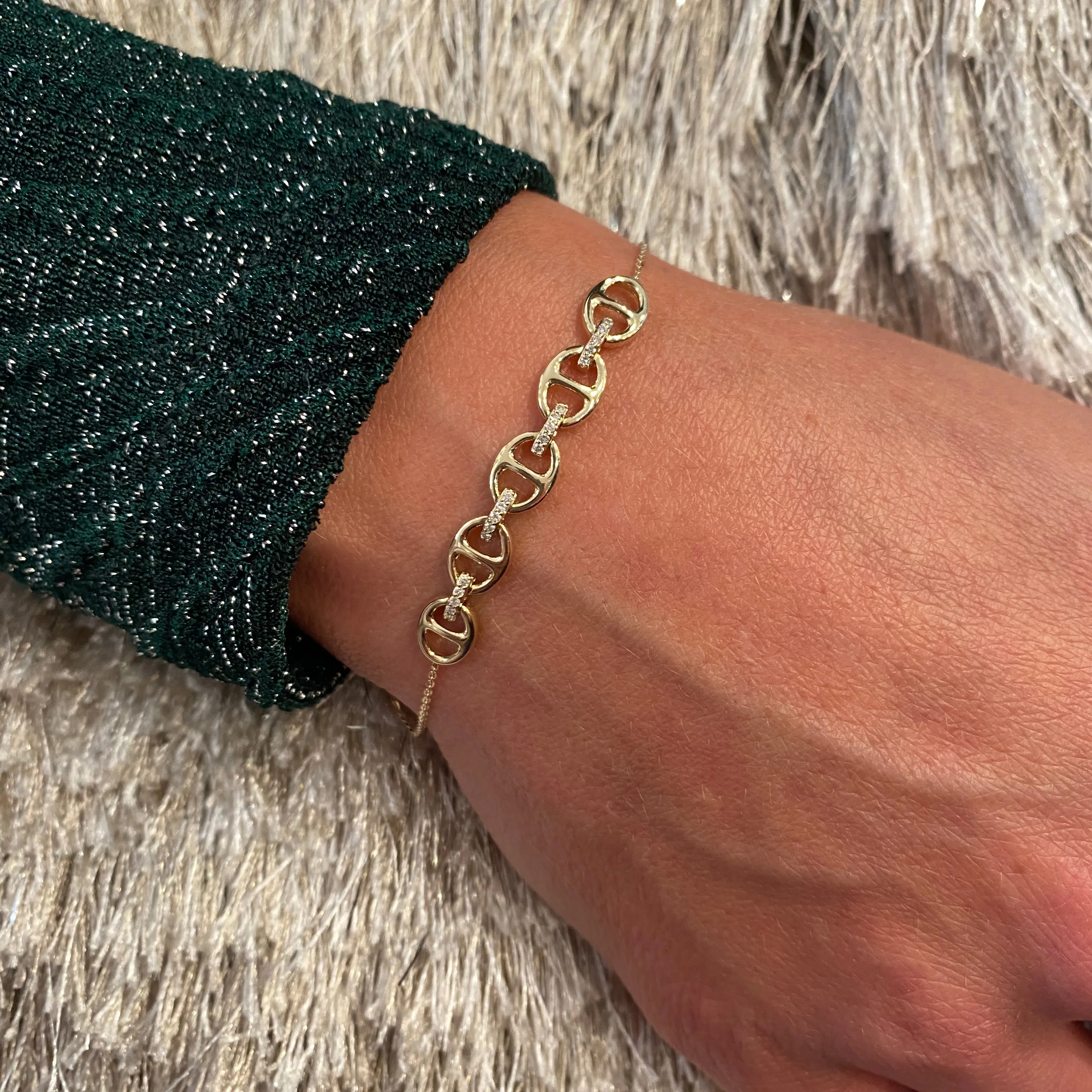 Yellow Gold DIamond Station Bracelet